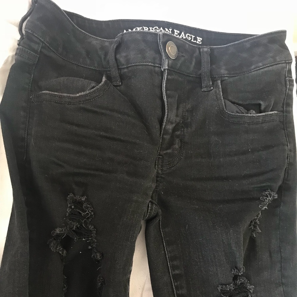 American eagle cropped black skinny jeans